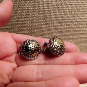 Hammered Silver + Gold Plated Clip Earrings